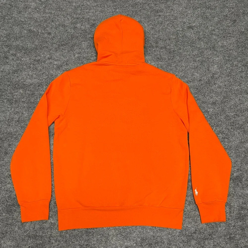 Polo Ralph Lauren Hoodie Mens Medium Orange Expedition Spellout Logo Embroidered